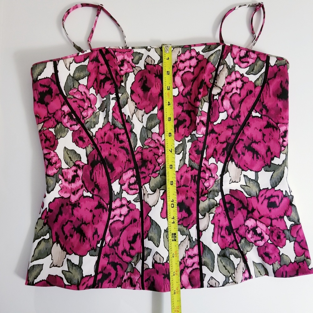 White House Black Market Pink Floral Peplum Corset Top - Picture 6 of 6
